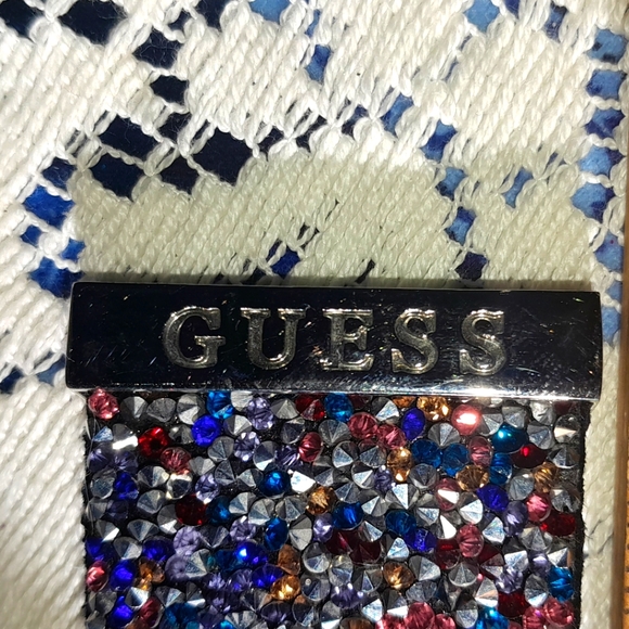 GUESS Colorful Glitter Sparkly Bedazzled Bling Crystal Magnetic Cuff Bracelet - Picture 8 of 11